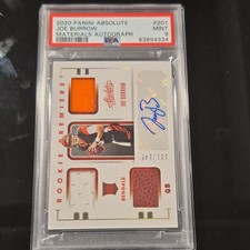Panini Absolute Joe Burrow Rookie Autograph Materials #201 /149 PSA 9 Bengals