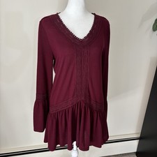 Suzanne Betro Dress Women Sz S Purple Sweater  Long Sleeve Prairie  Knit Y2K