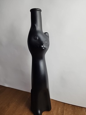 Black Mat Happy Cat Riesling Mosel Germany Empty Bottle 13'' Moselland Vase 