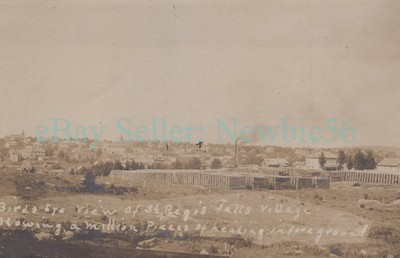 St Regis Falls NY - LUMBER MILL & YARD - RPPC Postcard Adirondacks