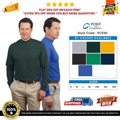 Port & Company PC61M Men's Long Sleeve Essential Mock Turtleneck T-Shirt