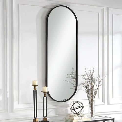 Uttermost Varina 60" x 22" Tall Black Finish Oval Mirror - Picture 3 of 8