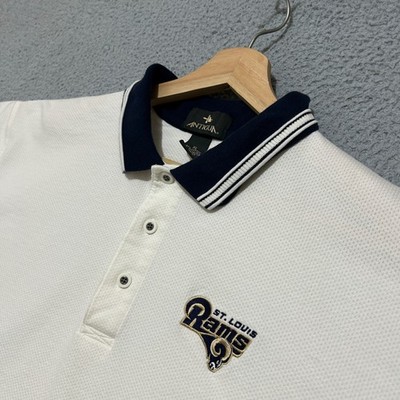 Vintage St. Louis Rams Antigua Polo Shirt Men XL White Cotton Blend NFL