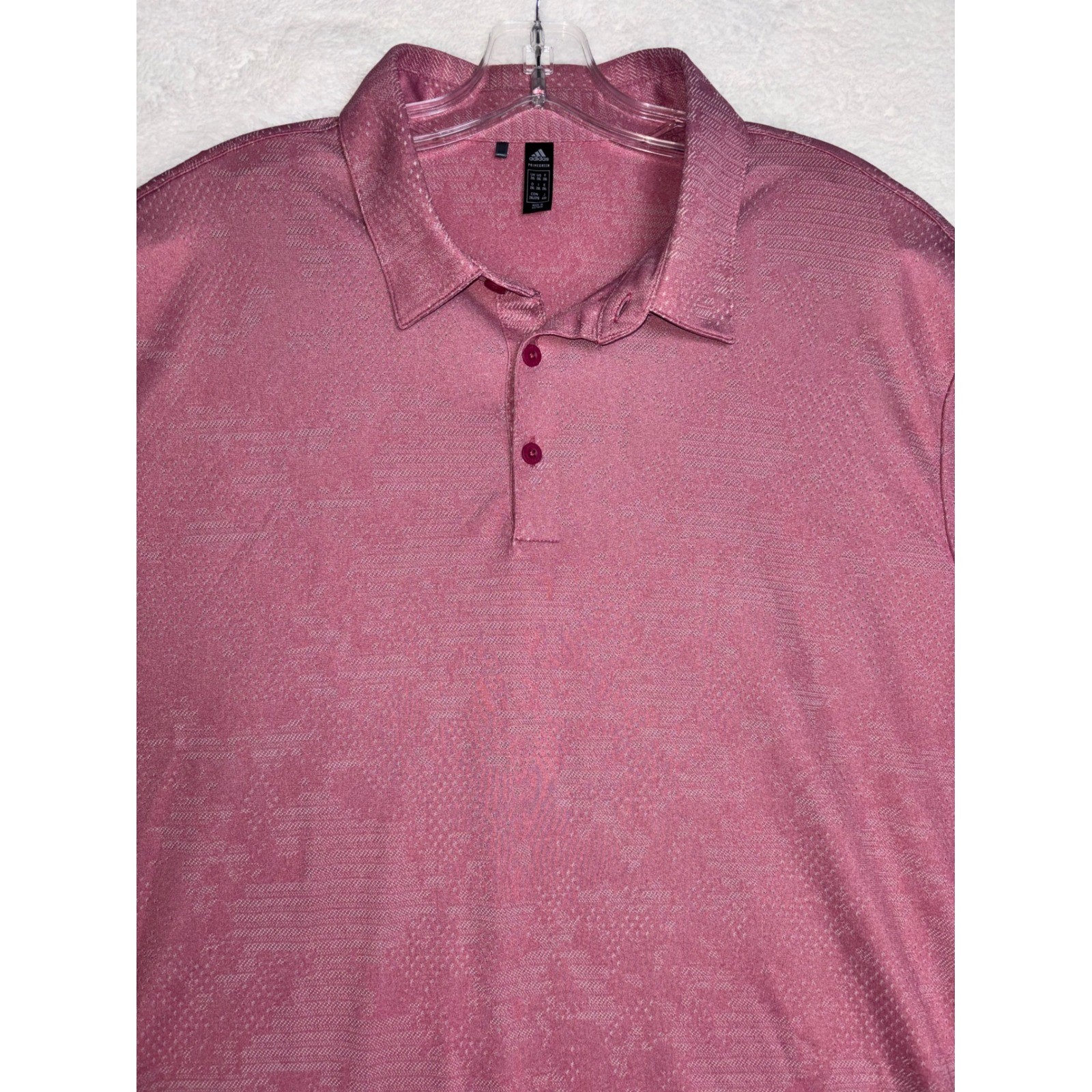 Adidas Primegreen Golf Polo Shirt Men 2XL Pink Textured Short Sleeve Performance