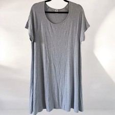 Old Navy Gray Short Sleeve Knit Swing Tee Shirt Dress Rayon Viscose Stretch XL