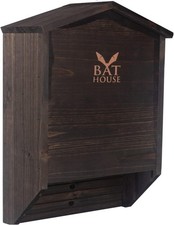 Wooden Bat House for Outdoors - a Large Double Chamber Dark Brown