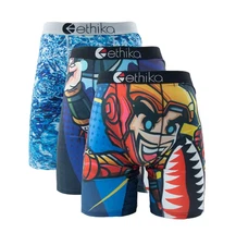 3 Pack- New Stylish Breathable Ethika Mens The Staple Boxer Briefs