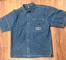Vtg Southpole Denim Shirt Short Sleeve Y2K Hip Hop Baggy Streetwear Embroidered