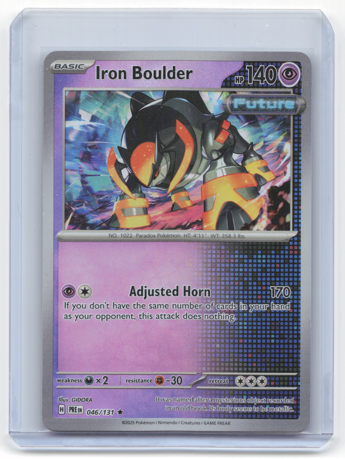 2025 Pokemon Iron Boulder Prismatic Evolutions #46/131 Masterball Near Mint