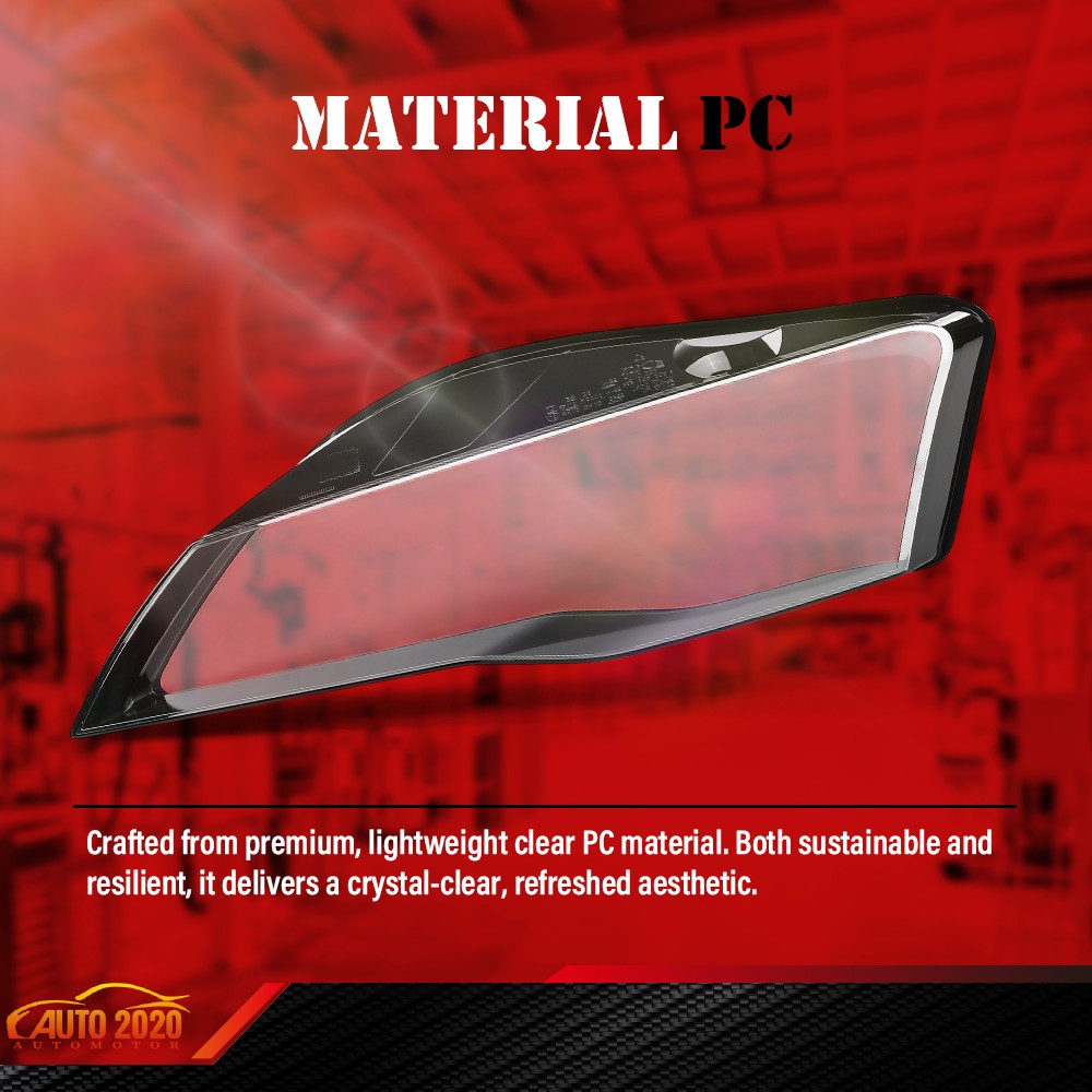 Car Headlight Lens Cover Clear Lamp Shell Fit For Audi R8 2007-2015