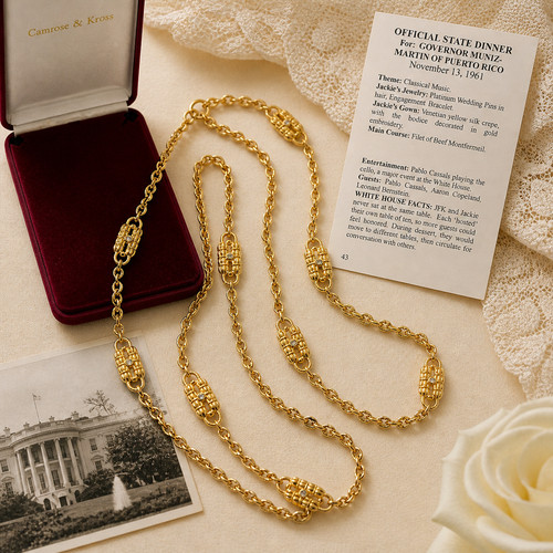 Camrose & Kross Jackie Kennedy JBK Necklace Paperclip Crystal Convertible + Box