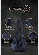 NOAH  PAW DOG SLING CARRIER FOR SMALL DOGS 5-18LB - NAVY BLUE