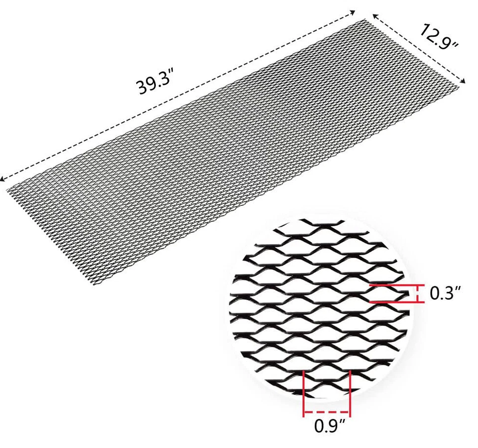 40"x13" Coche Negro Rejilla Malla Hoja Aluminio Auto Parrilla Cubierta Universal EE. UU. Foto 2 de 4