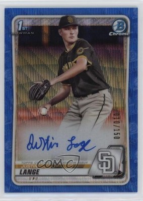 2020 Bowman Draft Chrome Picks Blue Wave Refractor 10/150 Justin Lange Auto 0hw6