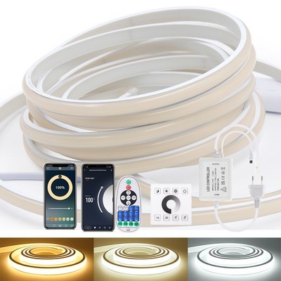 230V COB Neon LED Stripe Streifen IP67 Lichtband Außen mit Fernbedienung Dimmbar