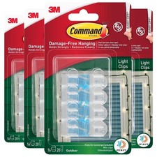 Image of 4 x Command Outdoor Garden Decorating Clear Light 16 Clips Damage Free Total 64
