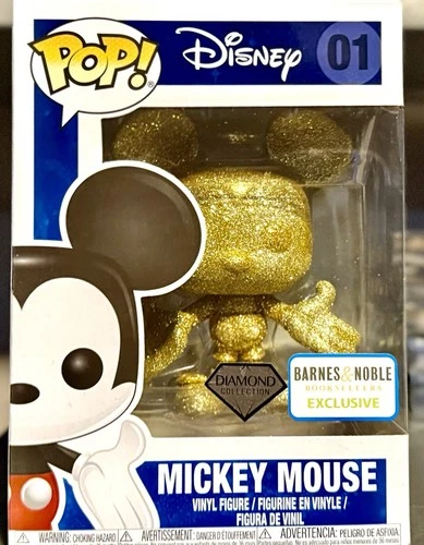 MICKEY MOUSE 01 Funko Pop DISNEY Mickey Mouse 01 B&N GOLD DIAMOND Vaulted w/CASE
