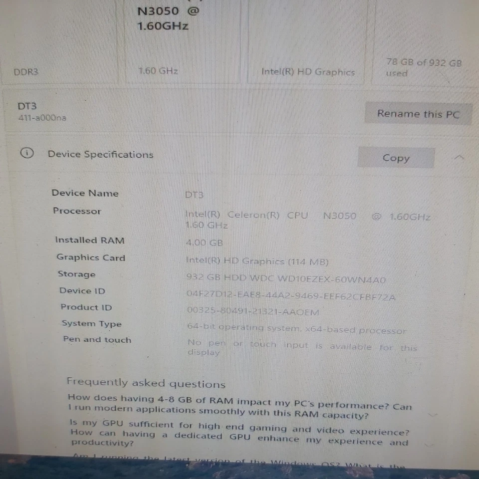 HP Slimline 411-a000na Desktop PC Computer 1tb 1.60GHz, 4GB, WINDOWS 10 - Image 4 of 4