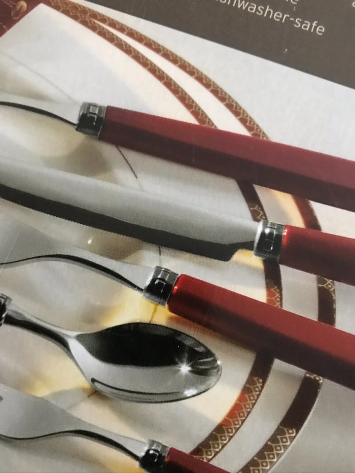 TCM Tchibo 30tlg. Tafel Besteck RUBINA Bordeaux Rot für 6 Pers. fast NEU - Bild 4 von 4