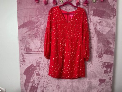 Lilly Pulitzer Cleme Silk Dress - Ruby Red Metallic - Size 2