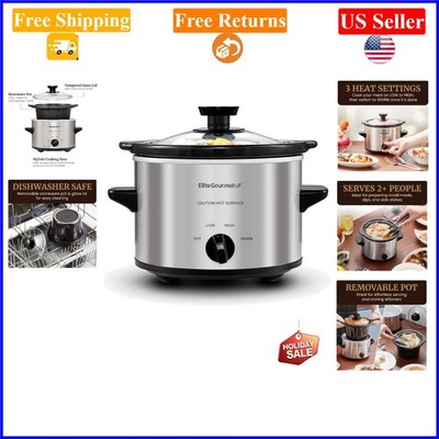1.5 Quart Stainless Steel Electric Slow Cooker with Removable Crock