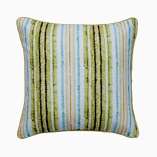 Green Decorative Throw Pillow Cover, 16"x16" Silk Cushion - Stripe Up My LIfe
