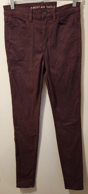 American Eagle High Rise Jegging Maroon Pants Women's Size 4 Long NWT 