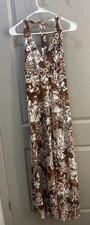 Express Brown And White Floral Maxi Dress Size M