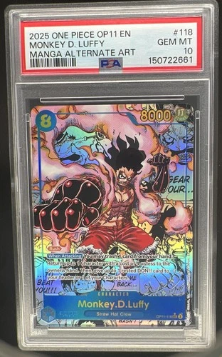 2025 One Piece Monkey.D.Luffy Secret Rare Manga Alt Art #OP11-118 PSA 10