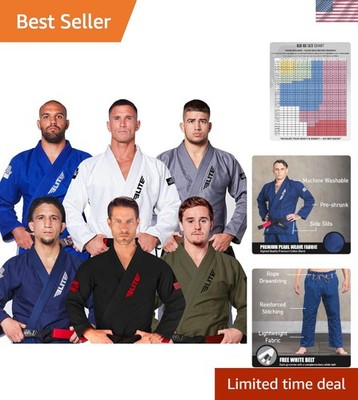 IBJJF Approved BJJ Gi Men Striped Kimono Lightweight Cotton Polyester Free Belt