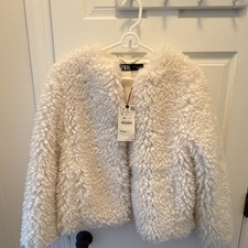 ZARA Women s White Short Jacket Open Front Co...