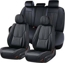 Black Car Seat Covers Full Set, Universal Front and Rear Seat Covers for Cars, W