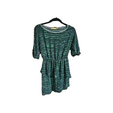 Alice & Oliva Zebra Print Asymetric Silk Peplum Mini Dress, Large