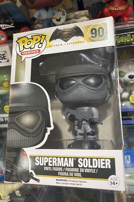 Funko POP! Heroes; Batman v Superman- Superman Solider #90 With Soft Protector