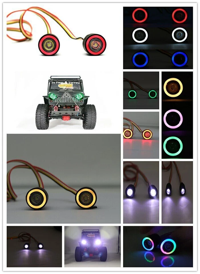RC Car 2LED Lights Headlight For 1/10 RC Rock Crawler Axial SCX10 I II III D90 - Image 3 of 4