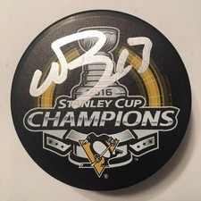 NICK BONINO SIGNED STANLEY CUP CHAMPIONS PUCK PITTSBURGH PENGUINS AUTOGRAPH 