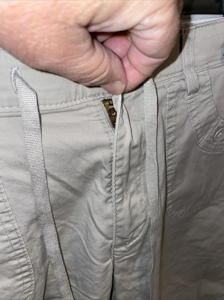 Lee Stretch Womens Bermuda Shorts Sz 8 M Khaki Beige Drawstring Zip Fly Pockets - Image 3 of 4