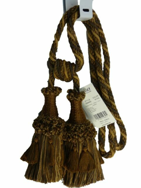 Cordon Décoratif Conso Empress Collection 22011 - 6 Glands, 4 Boucles, Couleur Camel Marron
