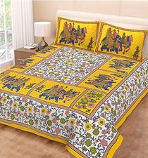 Cotton Jaipuri Bedsheet Set with 2 Pillow Covers King Size Print