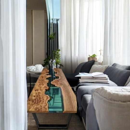 Custom Live Edge Epoxy Wood Dining Table Modern Countertop Furniture-image