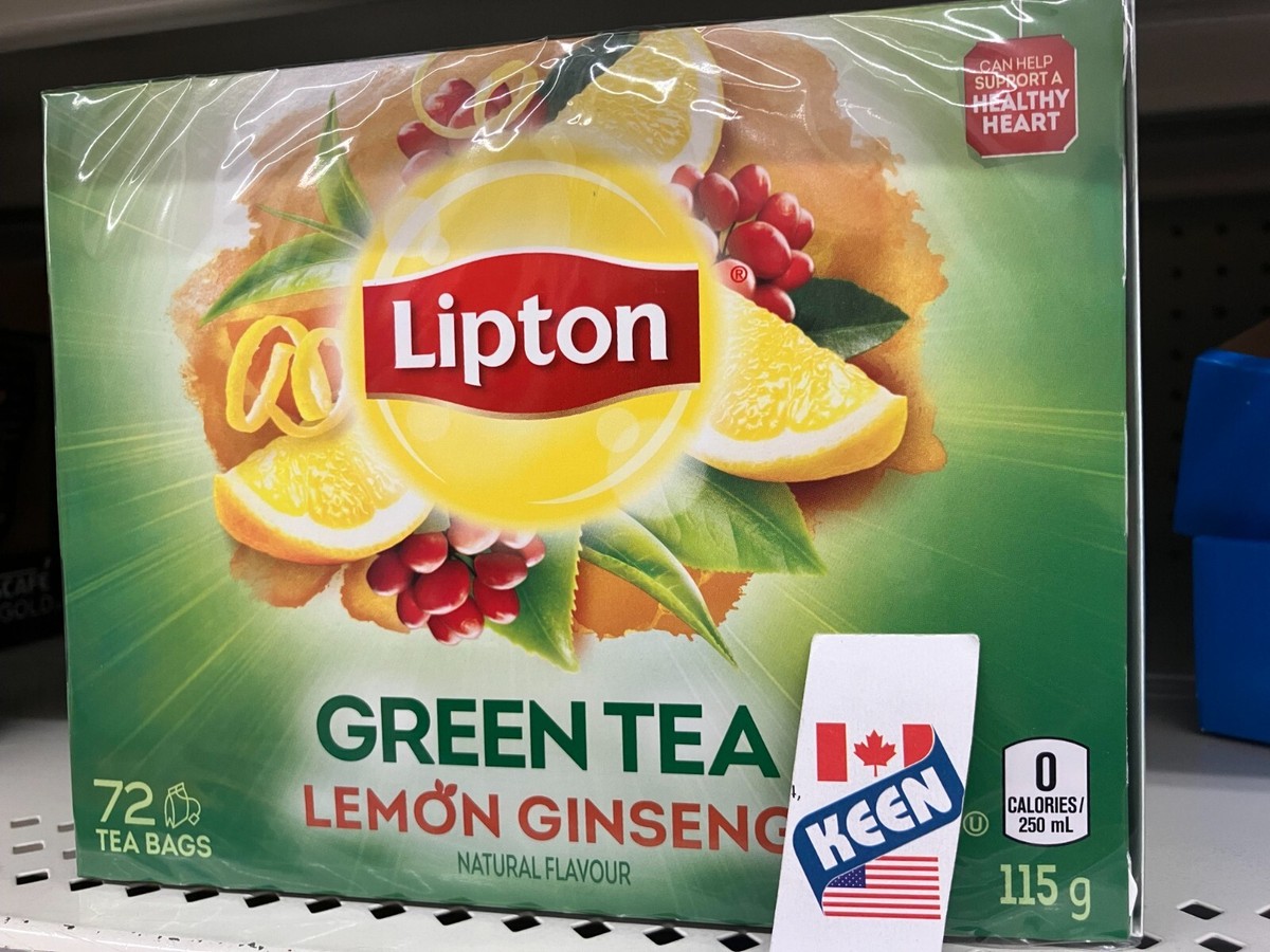 AiWaWa CA, Lipton Green Tea Lemon Ginseng 115 g 72 Tea Bags, Fresh