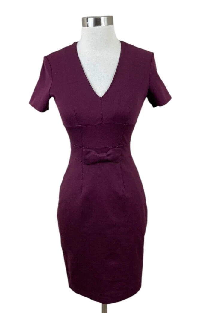 Abito Burberry London bordeaux fiocco davanti taglia US 2 Oldey Moneyuillo tranq