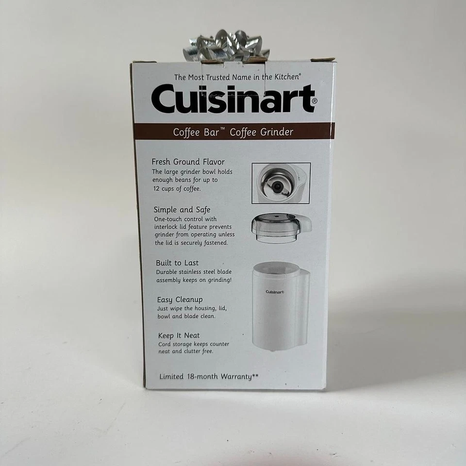 Molinillo de barra de café blanco Cuisinart DCG-20N hasta 12 tazas - SIMPLE Y SEGURO Foto 3 de 4