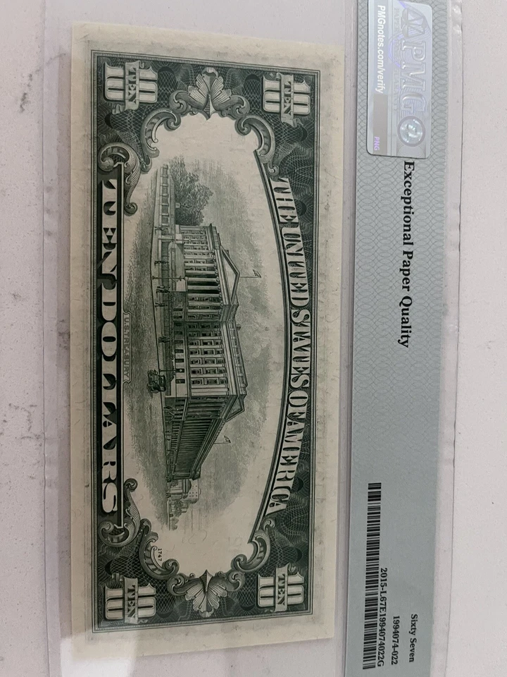 1950E $10 FRN San Francisco PMG 67EPQ FR-2015-L  Granahan Fowler - Image 4 of 4
