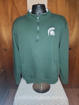 Colosseum Men's Green Michigan State Spartans 1/4 Zip Fleece Jacket Size Large