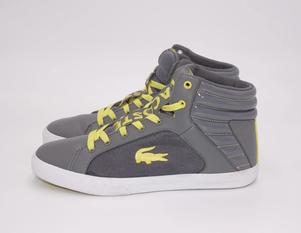 Lacoste Courtiser Mid Top Sneaker Men s 10.5 Grey Yellow 11975