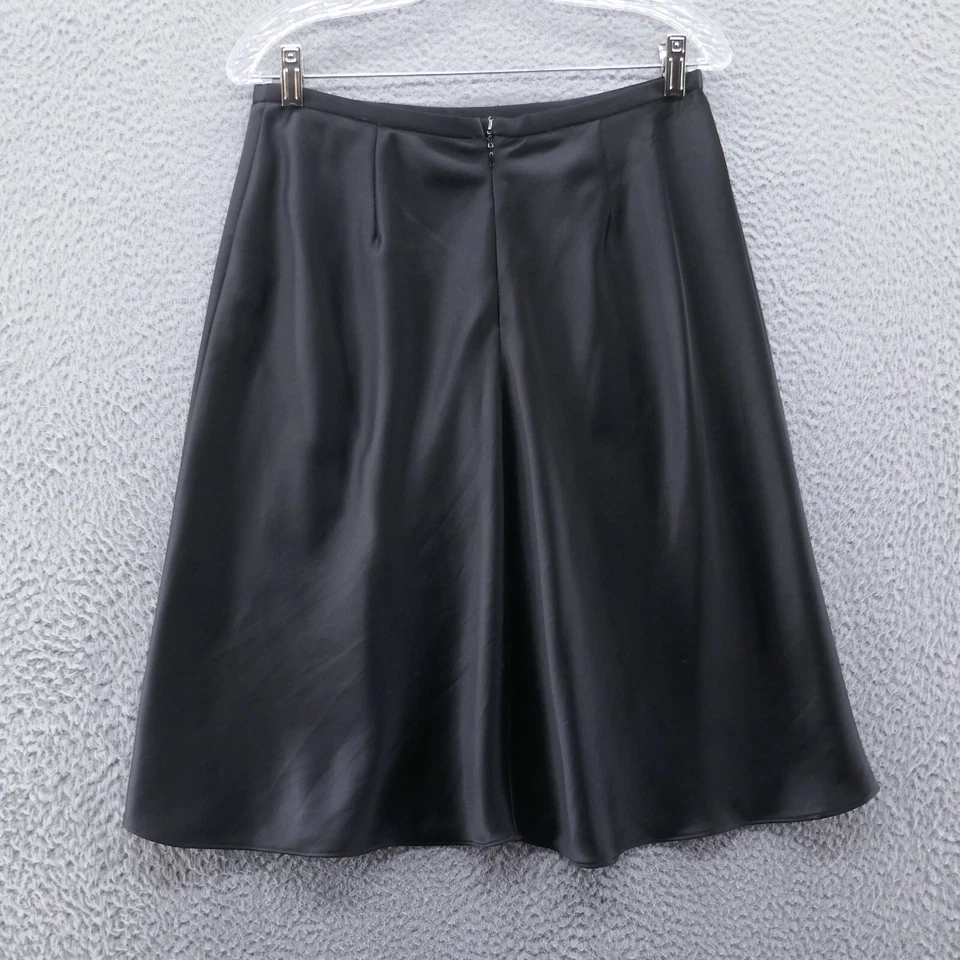 Falda satinada Alex Evenings para mujer hasta la rodilla mediana negra línea A cremallera trasera * Foto 3 de 4