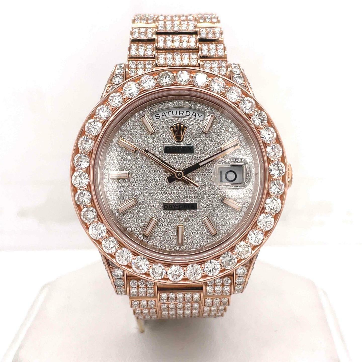 Rolex Day-Date 40 mm Automatic 18k Everose Gold Custom Bust Down Men's ...