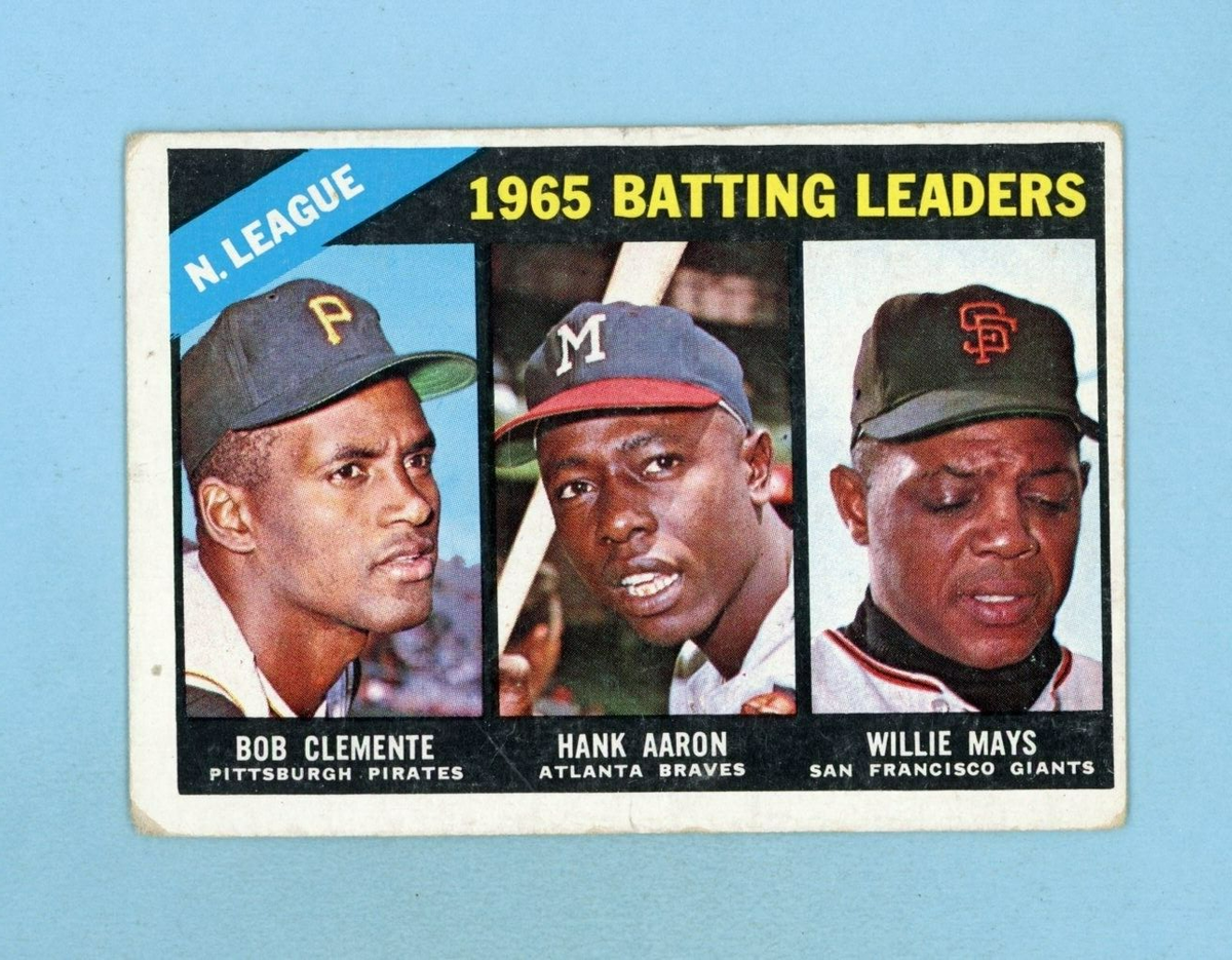 1966 Topps #215 1965 NL Batting Leaders Clemente Aaron Mays
