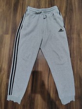 Mens Adidas Essential Fleece Tapered Cuff Pants Sweatpants Joggers 3 Stripe Sz M